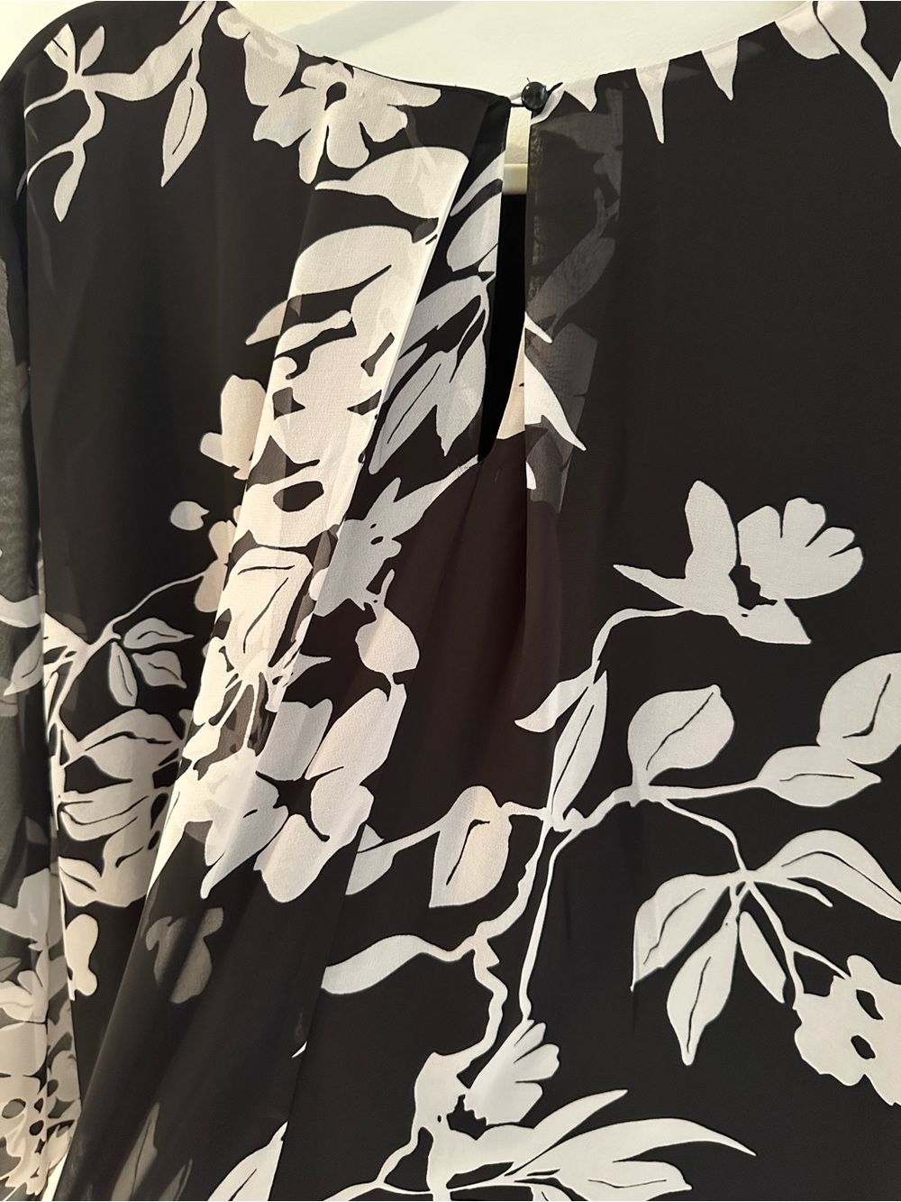 Eva Mendes NY&Company Black White Floral Dress Sheer Sleeves Women XXL - Picture 8 of 9